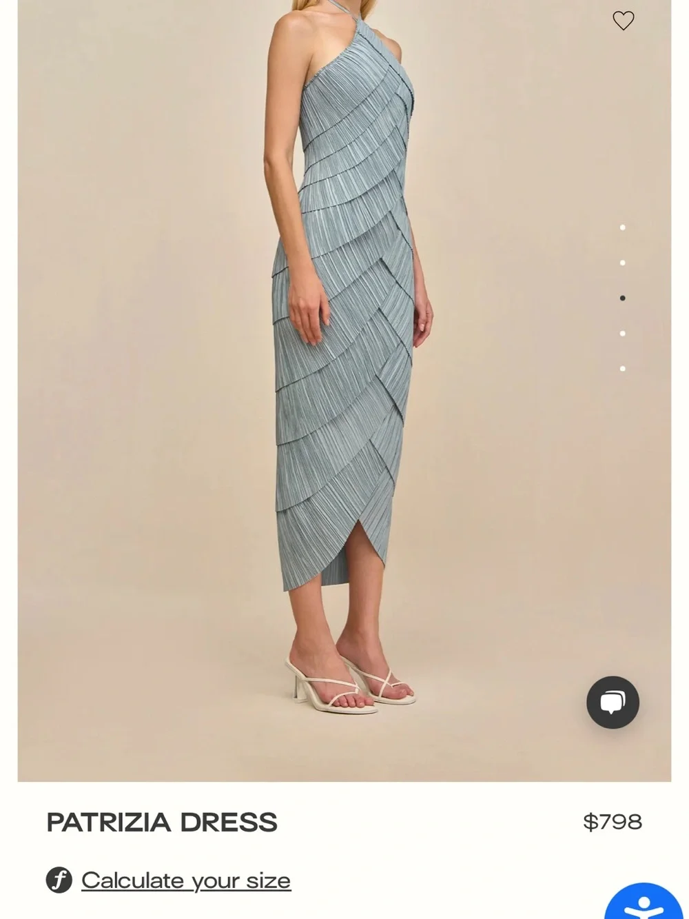 cult gaia Pleated Halter Midi Dress in Light Blue - Picture 3 of 6